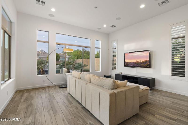 Modern Family Room w Expansive Windows