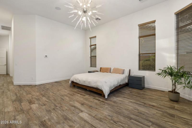 Spacious Primary Master w Chandelier