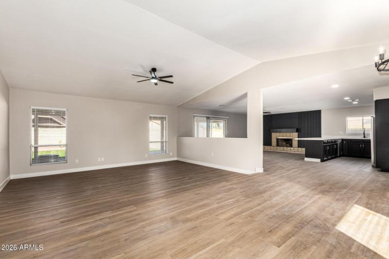 Entry to living room and kitchen