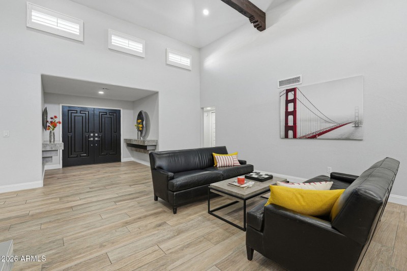 Same wood-look porcelain tile throughout