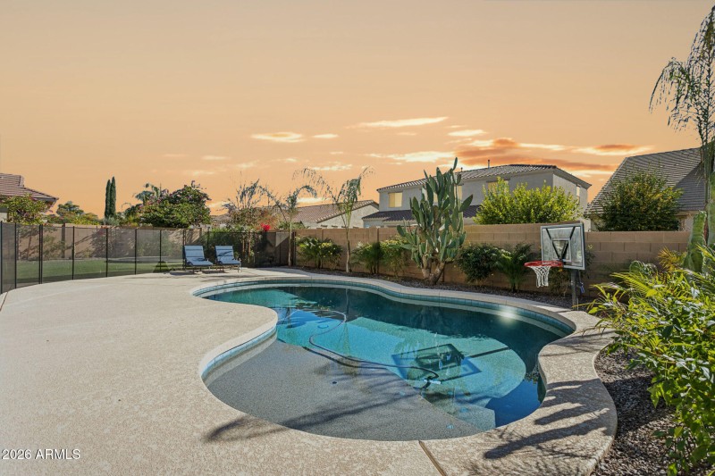 Sunset over the pool