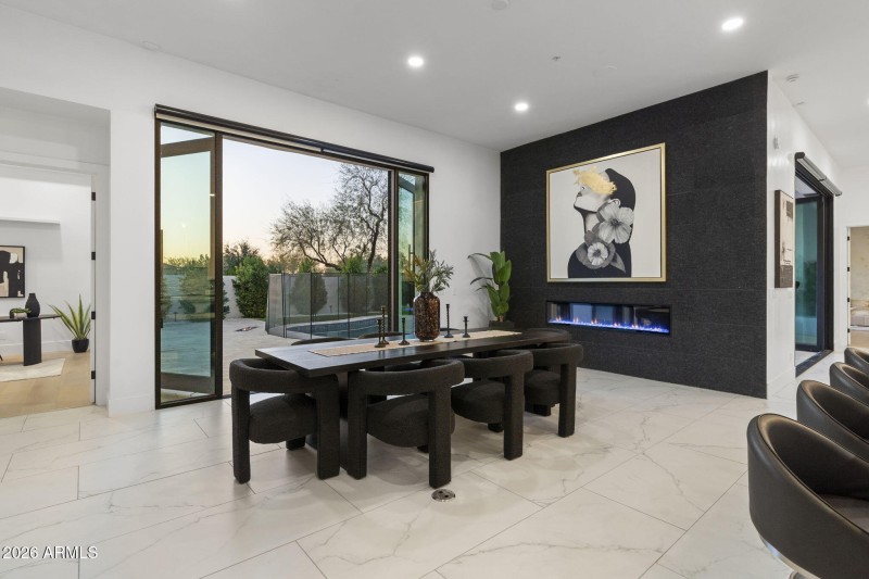 Dining Room with Fireplace Wall