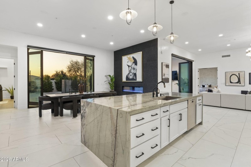 Designer Kitchen with Waterfall Island