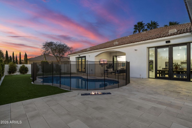 Twilight Backyard & Pool View