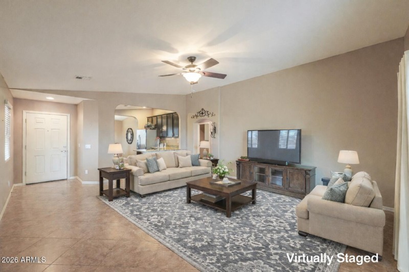 Modern living room with cozy furnishings