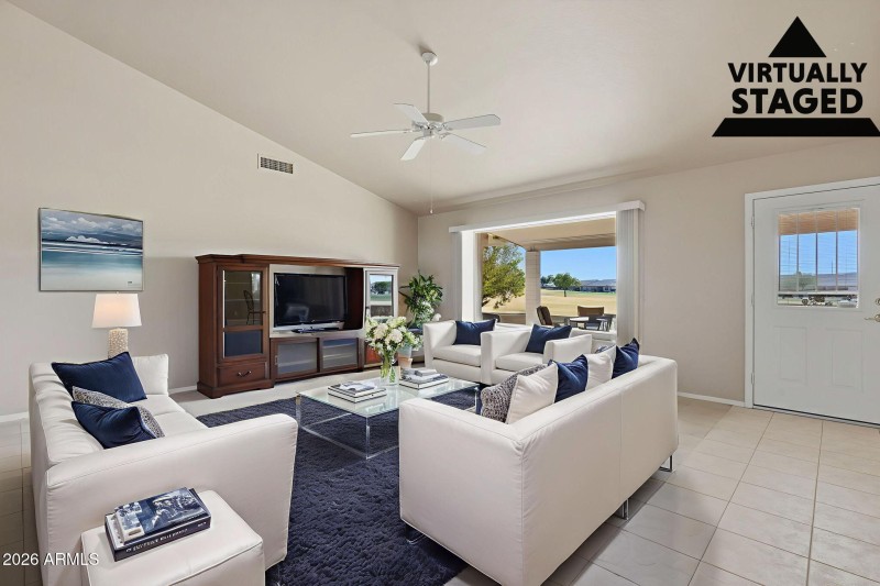 Living room, virtuallu staged