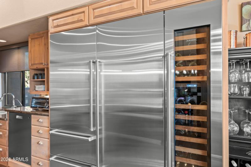 SubZero refrigerator and wine cooler