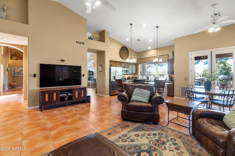 Family room and kitchen