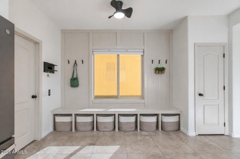 Mudroom Bench Storage and Coat Hangers