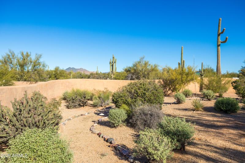 Backyard walking path and mountain view