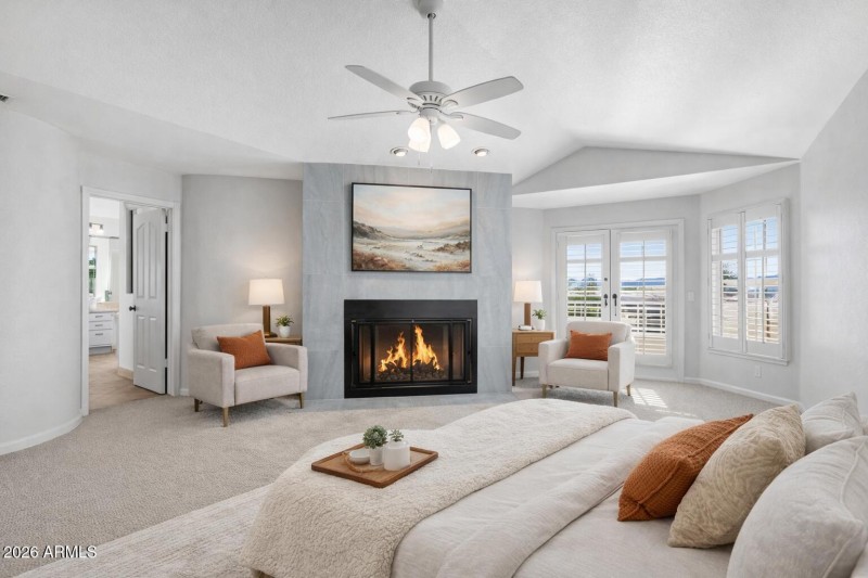 Master suite with fireplace