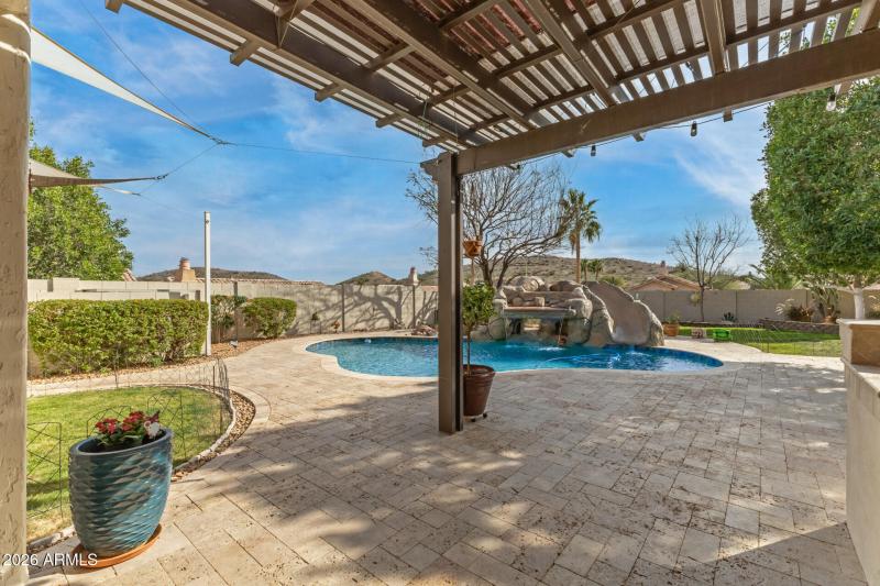 Patio with mountain views
