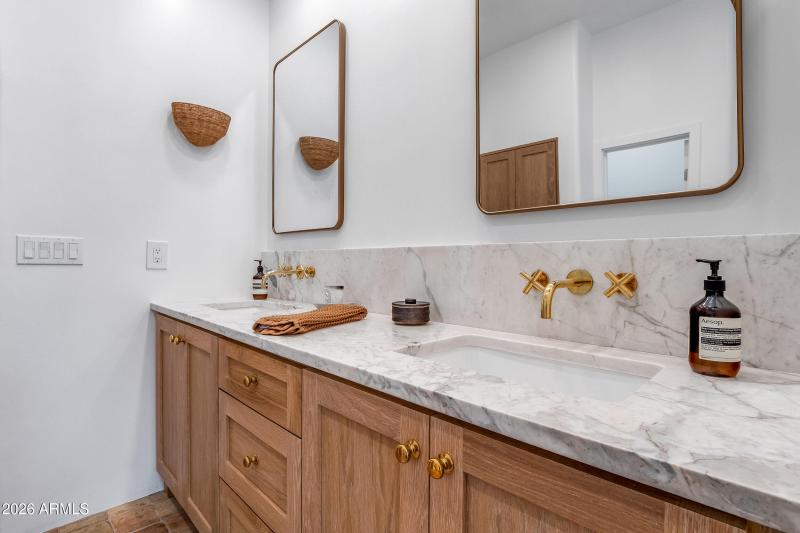 Primary bathroom's double vanity