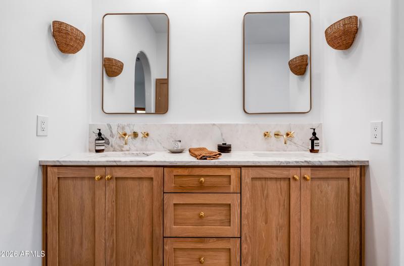 Primary bathroom's double vanity