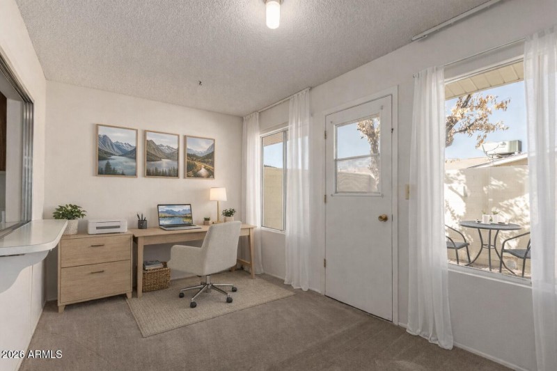 Bright, serene home office space