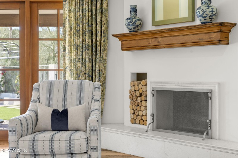 Family Room Wood Burning Fireplace