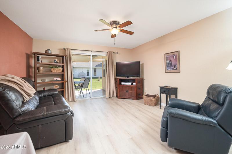 Great room with back patio access