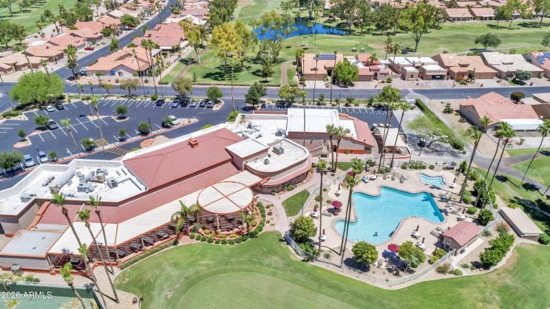 201 Palo Verde Clubhouse & Pool Aerial