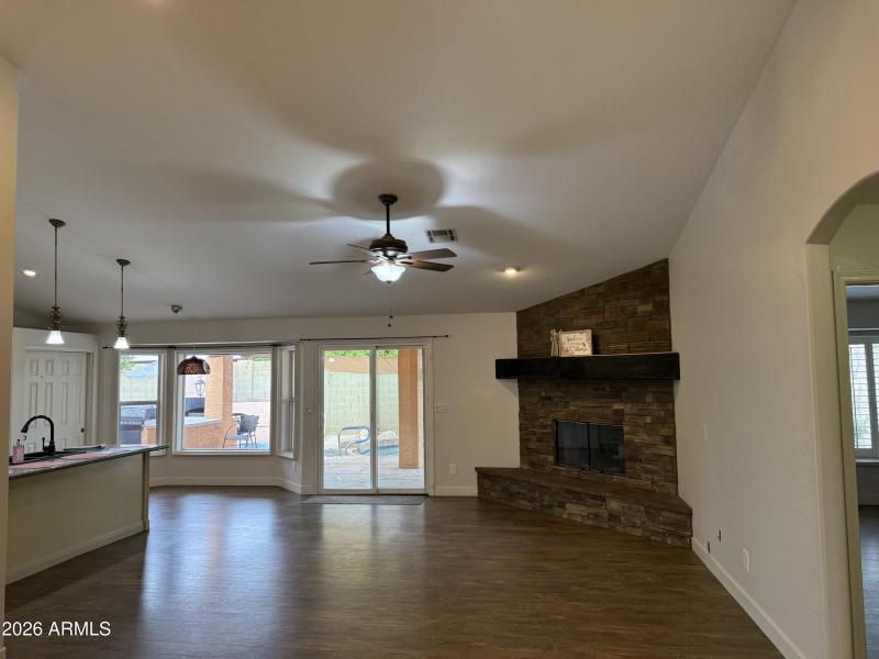 Newly Painted Family room fireplace