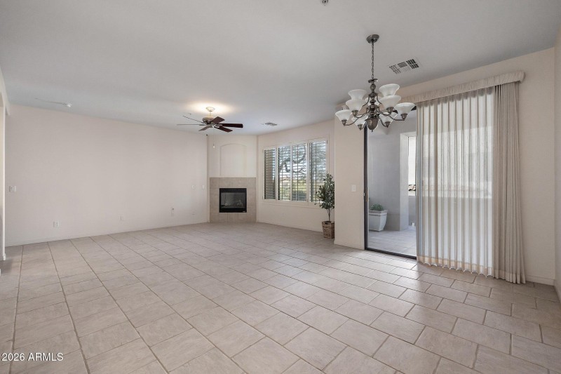 Gas fireplace & views to pool