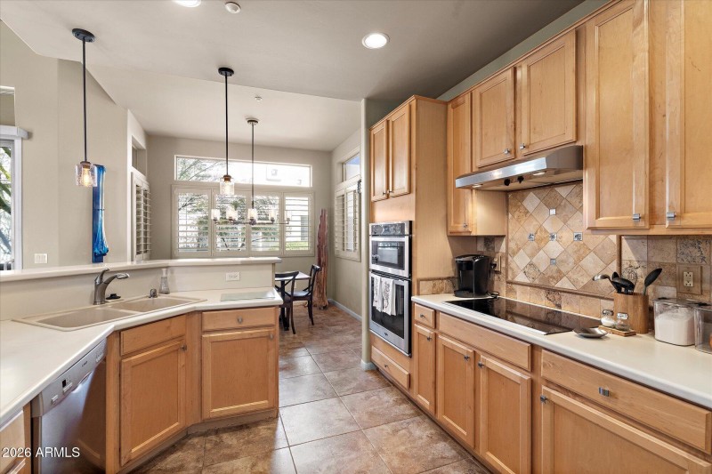 Kitchen toward cooktop
