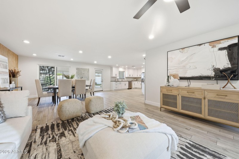 Open Living to Kitchen Flow