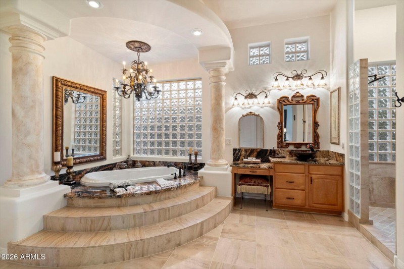 Chandelier & Dual Vanities
