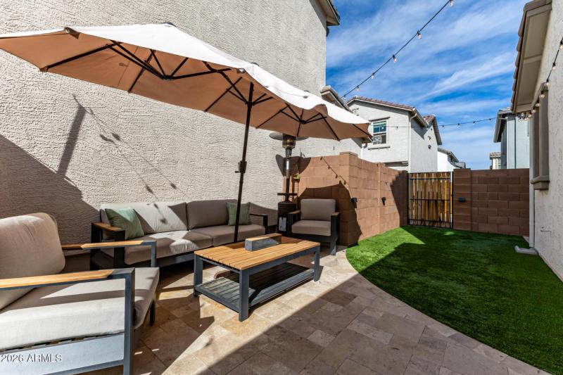 Turf + Travertine + Gravel + Space