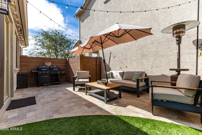 Turf + Travertine + Gravel + Space