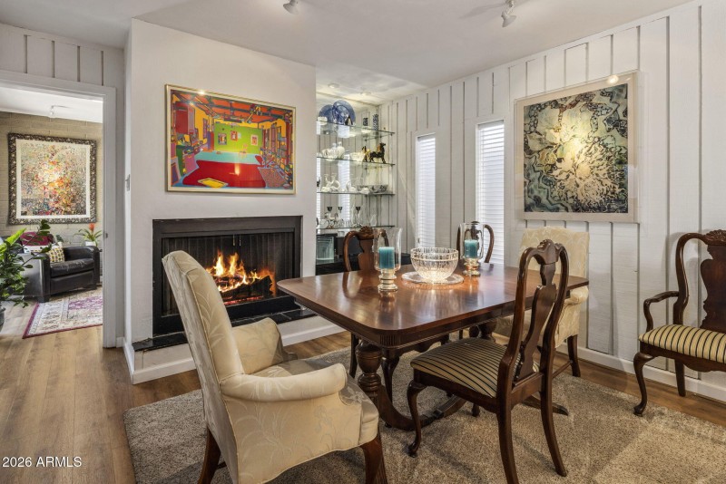 Dining Room with fireplace