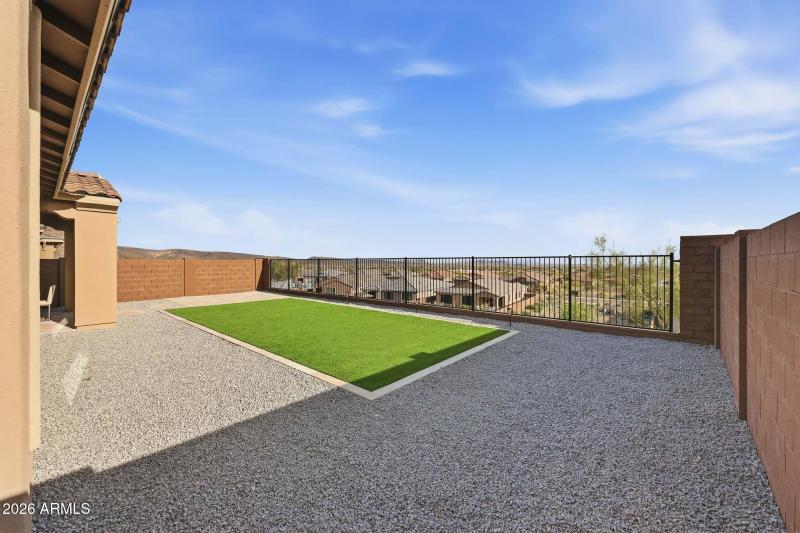 City views enhance the backyard setting