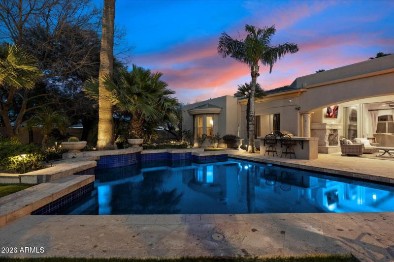 Twilight Backyard and Pool