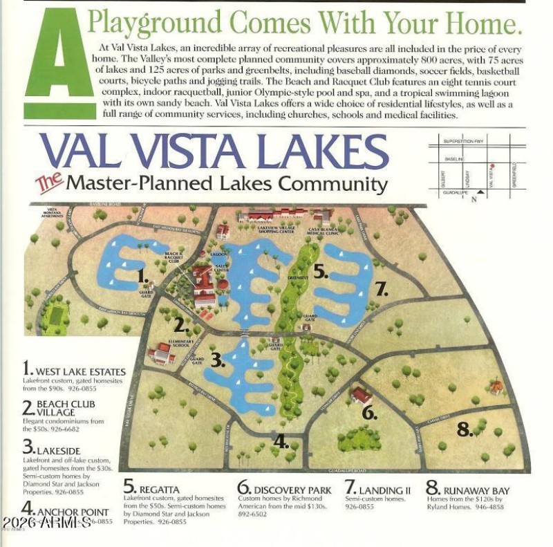 Map of Val Vista Lakes