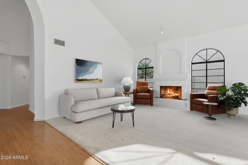 Virtually staged living room