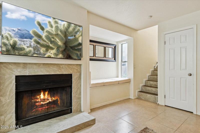 Cozy Fireplace and big screen TV