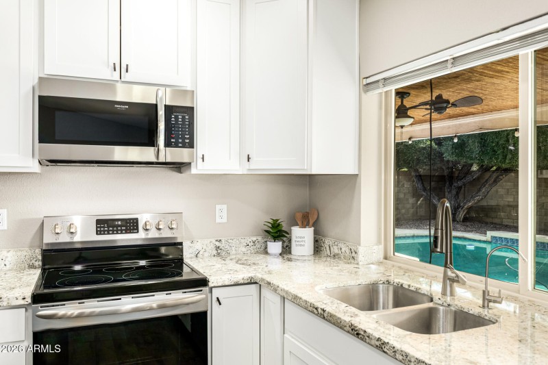 Kitchen window looks over the poos