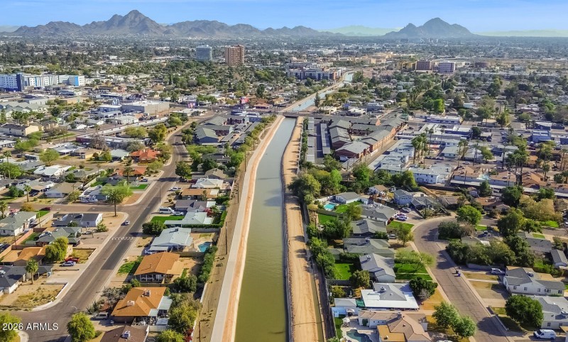 Lighted Walking Path Along Nearby Canal