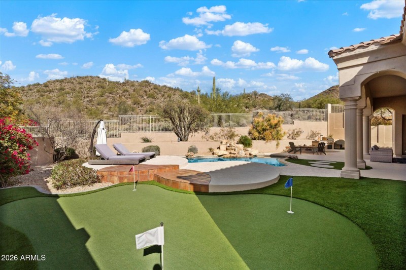 Putting Green with Mountain Backdrop