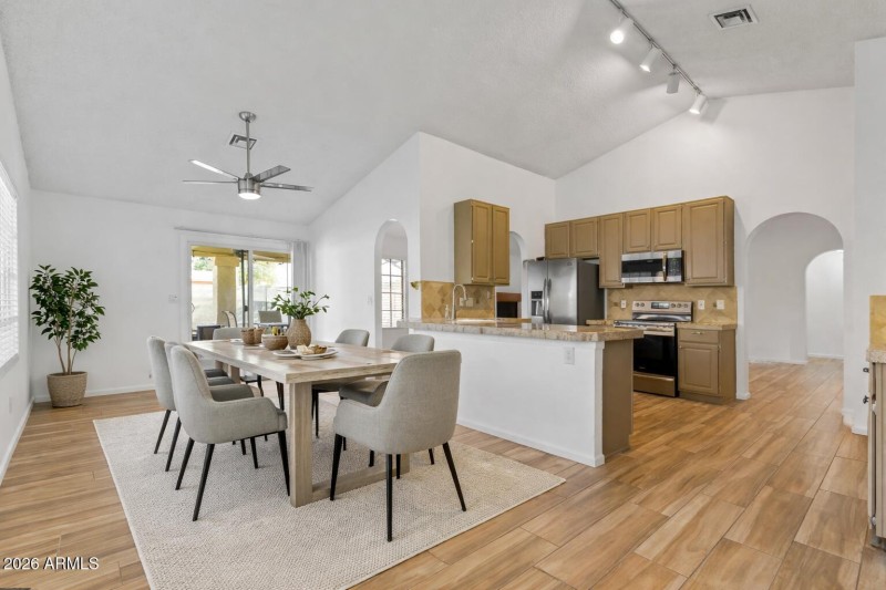 Dining in Kitchen-staged