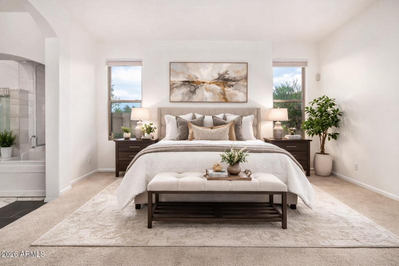 Neutral elegance in a bright bedroom