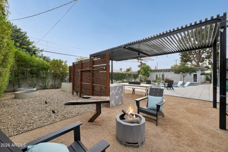Garden area beyond the pergola