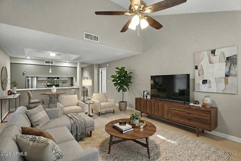 Virtually Staged LR - Facing Kitchen