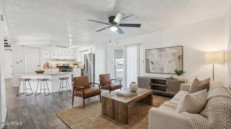 Virtually staged off kitchen