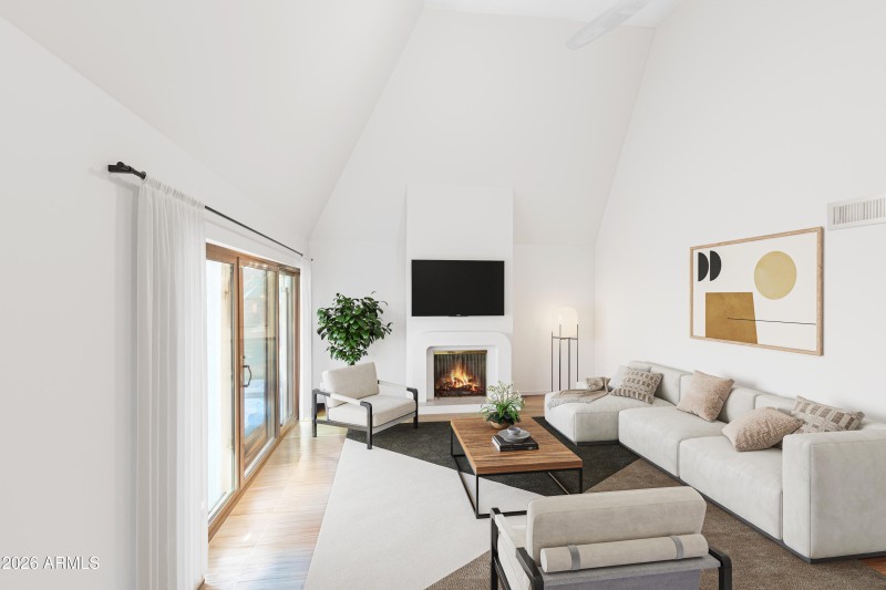 Spacious Living rm w Fireplace