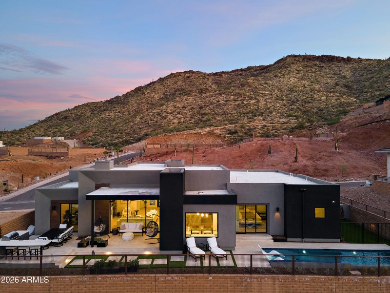 Back of house at sunset