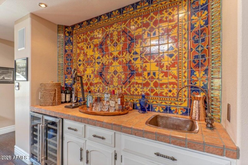 Wet bar with dual wine cooler