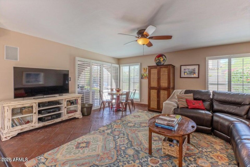 Family room has pool view and access