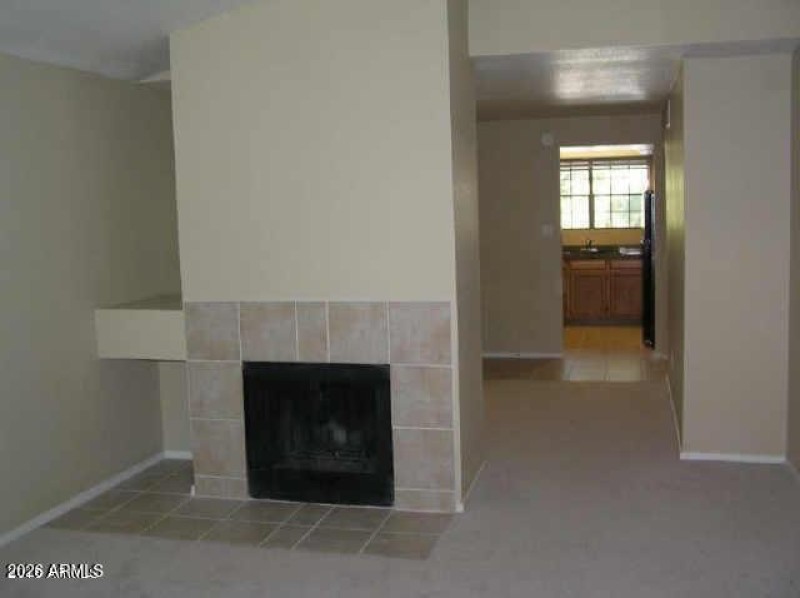 Living with fireplace