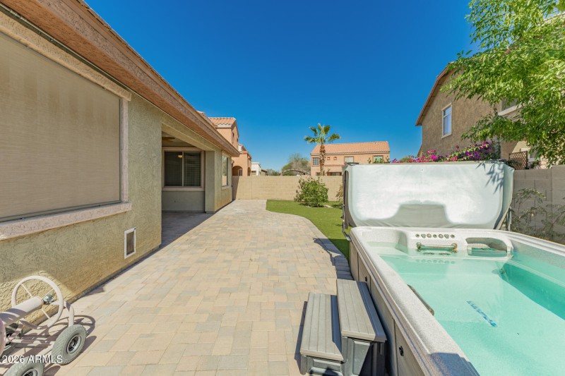 Both covered and sunning Paver patios