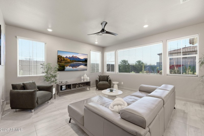 Tile flooring on the main level